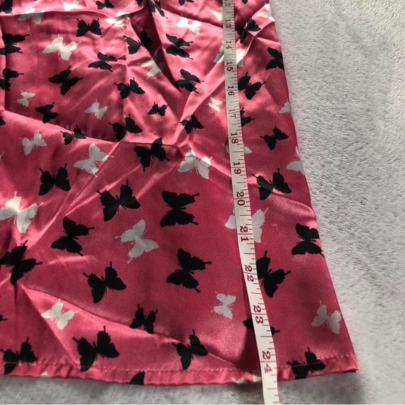 pink ruffled satin butterfly tank top - Picture 6 of 8